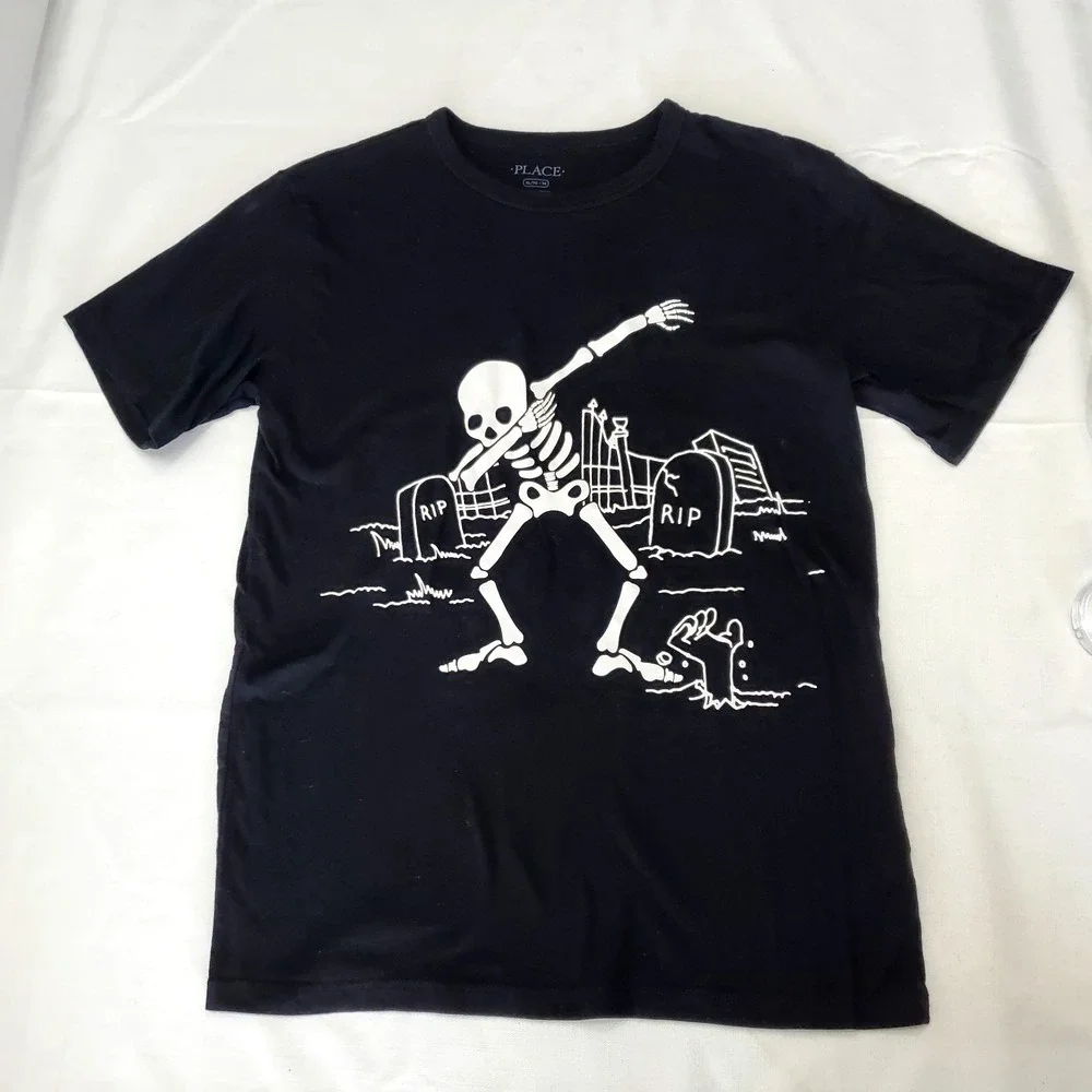 The Childrens Place Halloween Graphic T-Shirt - Size XL-14 👻 Dabbin' Skeleton